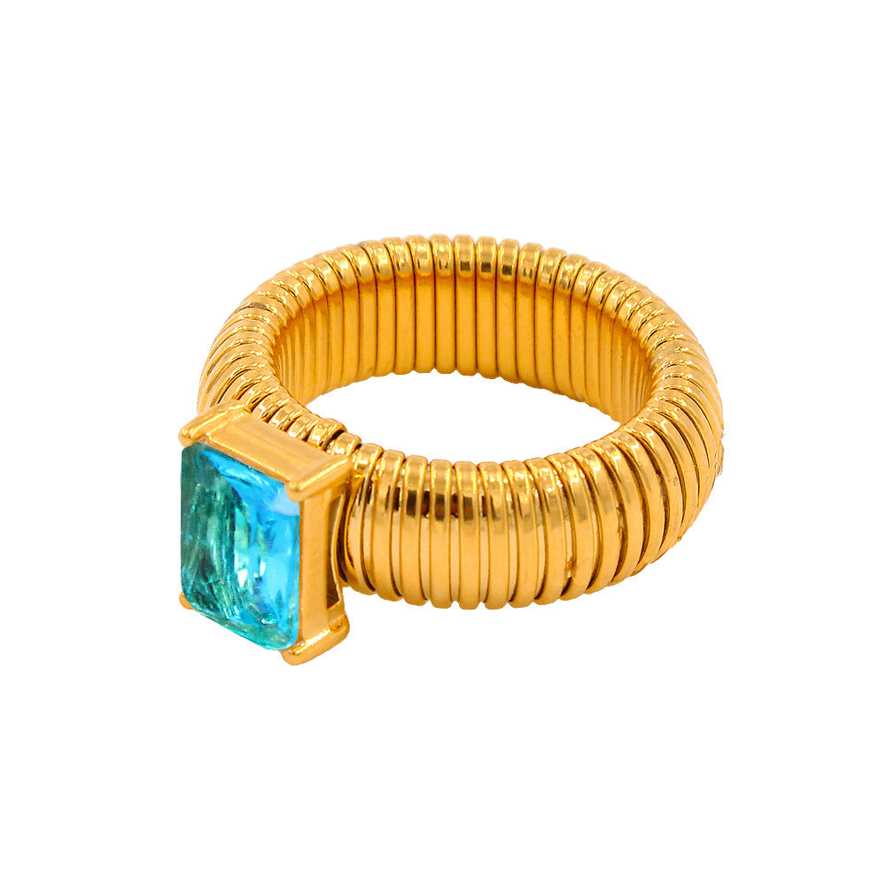 Steel Weak Elastic Color Inlaid Zircon Rings