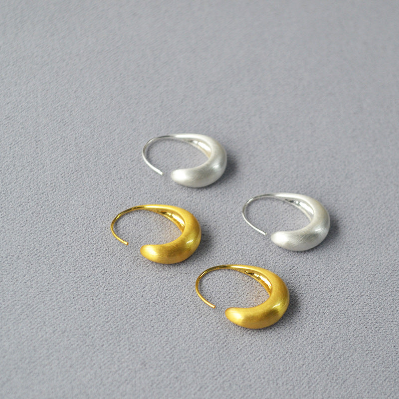 Women's Artistic Crafts Brushed Texture Brass Gold Plated Cold Style Hook Rings