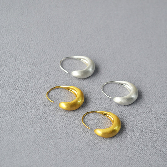 Women's Artistic Crafts Brushed Texture Brass Gold Plated Cold Style Hook Rings