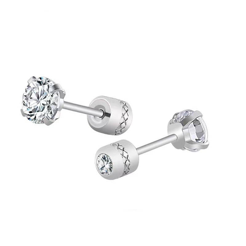 Women's Fashion Zircon Thin Needle Stainless Steel Earrings