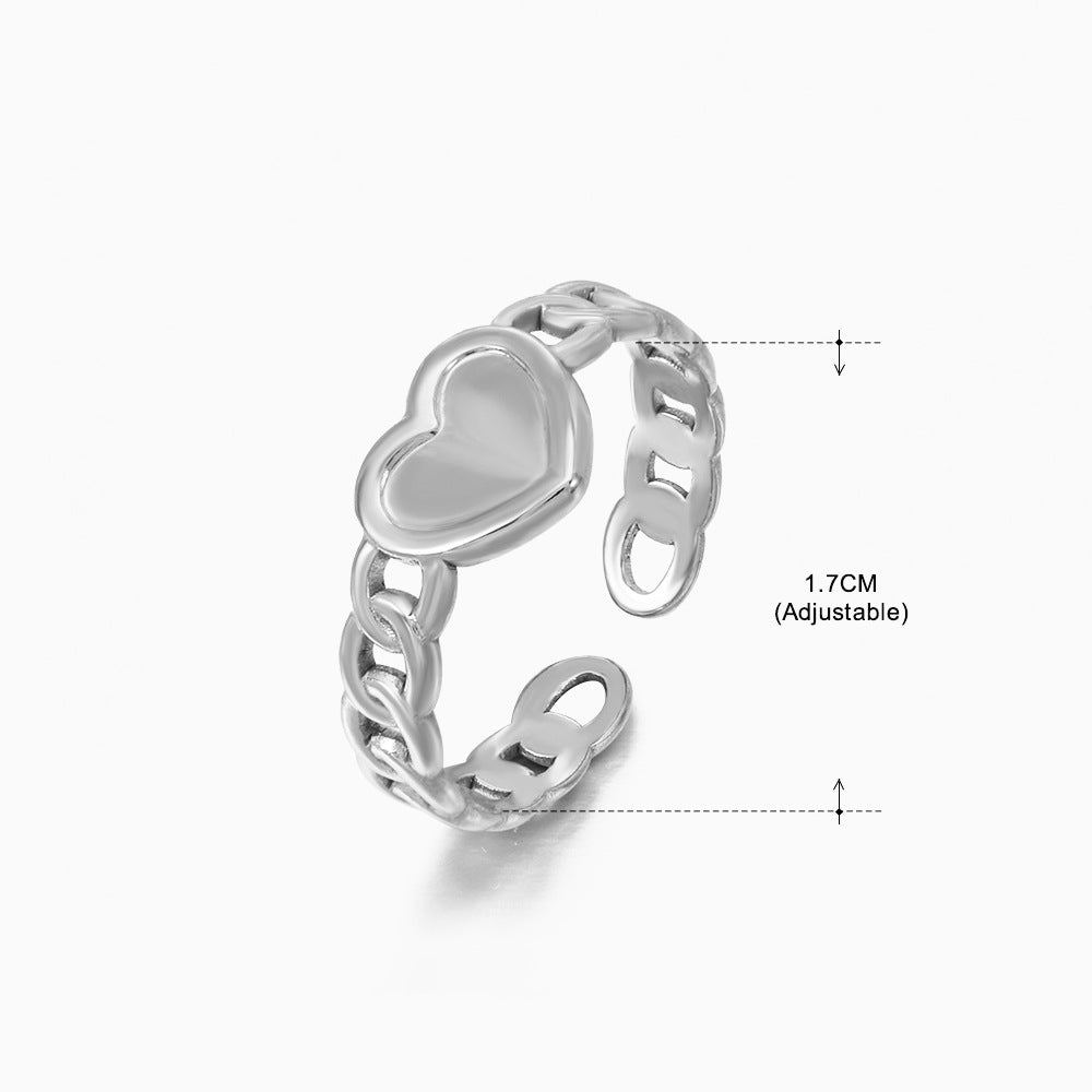 Women's Fashion Stainless Steel Love Heart-shaped Popular Rings