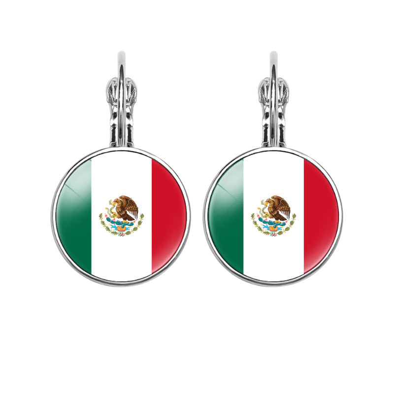 Women's National Flag Pattern Time Stone Eardrops Earrings