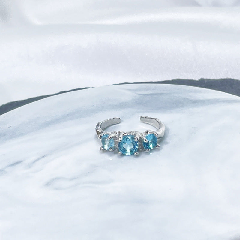 Female Niche Irregular Blue Series Simple Refined Stylish Versatile Rings