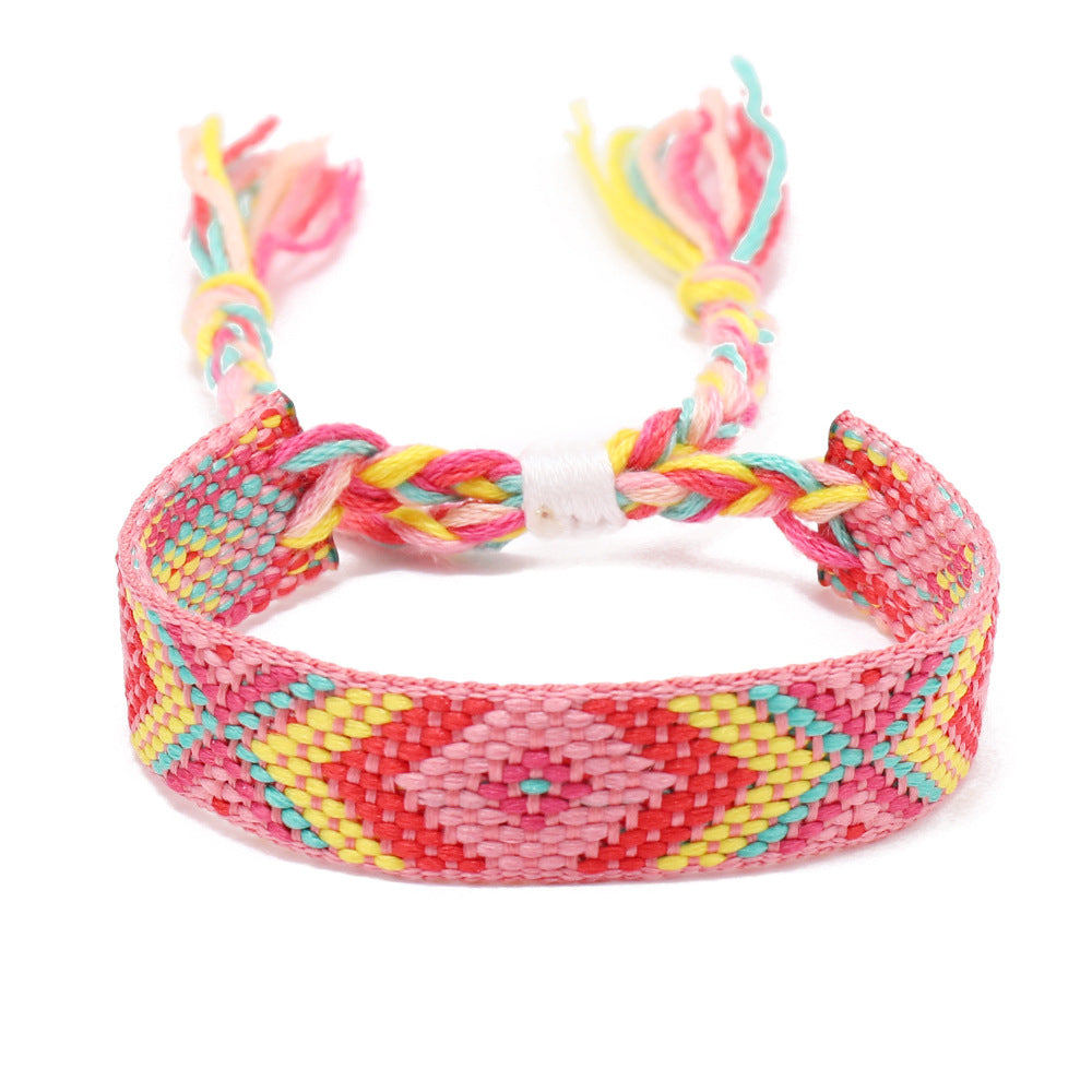 Women's Style Plaid Cotton Linen Colorful Nepal Bracelets