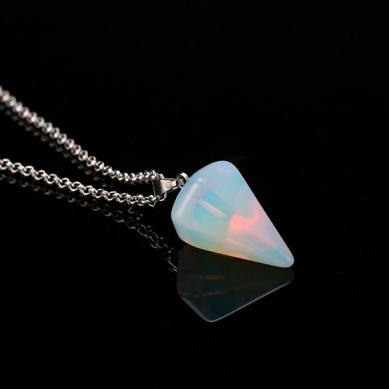 Women's Natural Stone Hexagon Prism Pink Crystal Pendants