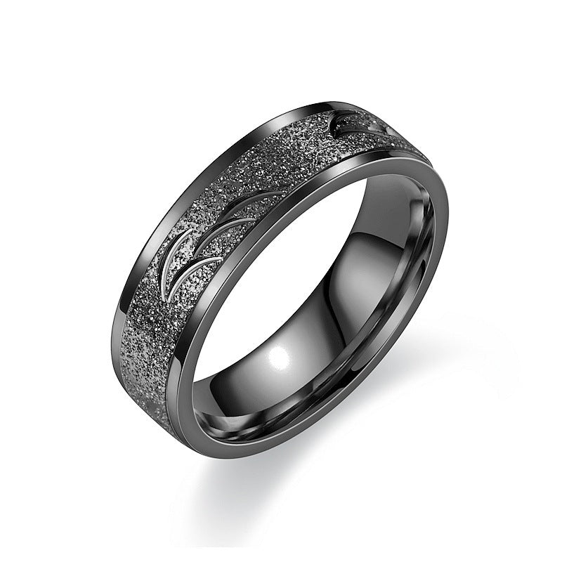 Titanium Steel Carved Frosted Niche Couple Rings