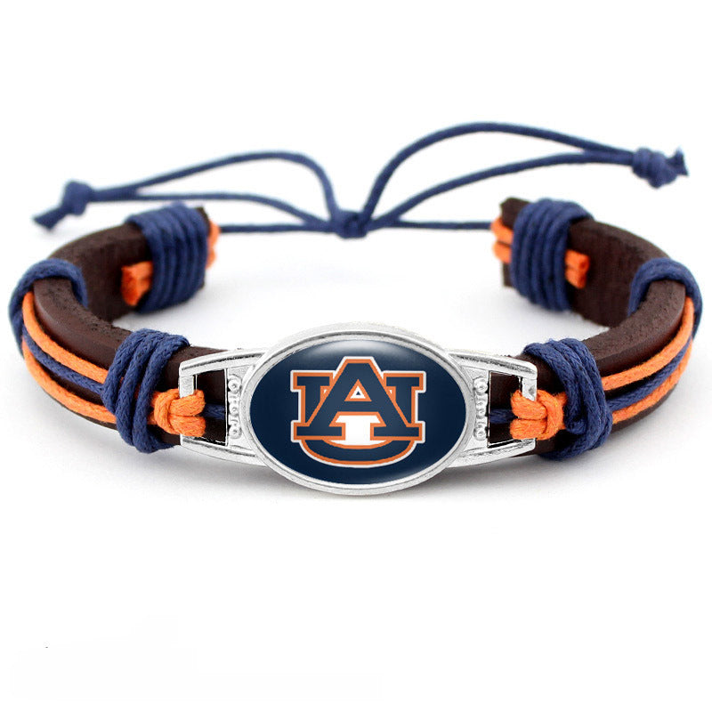 College Team Cowhide Woven Georgian Bulldog Bracelets