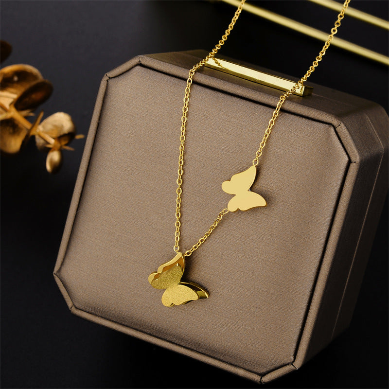 Steel Female Clavicle Chain Swan Clover Necklaces