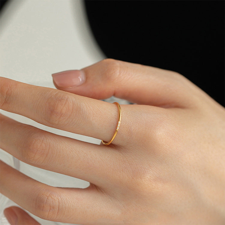 Simple Zircon Titanium Steel Female Cold Rings