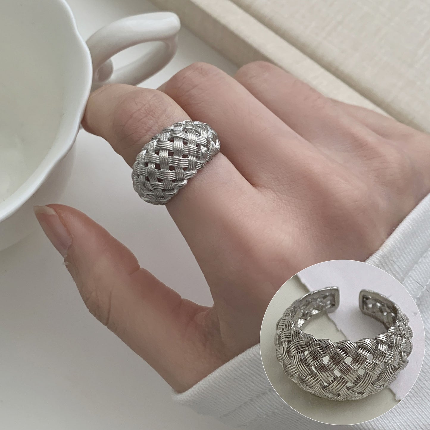 Women's Black Geometric Fashionable Elegant Roman Digital Rings