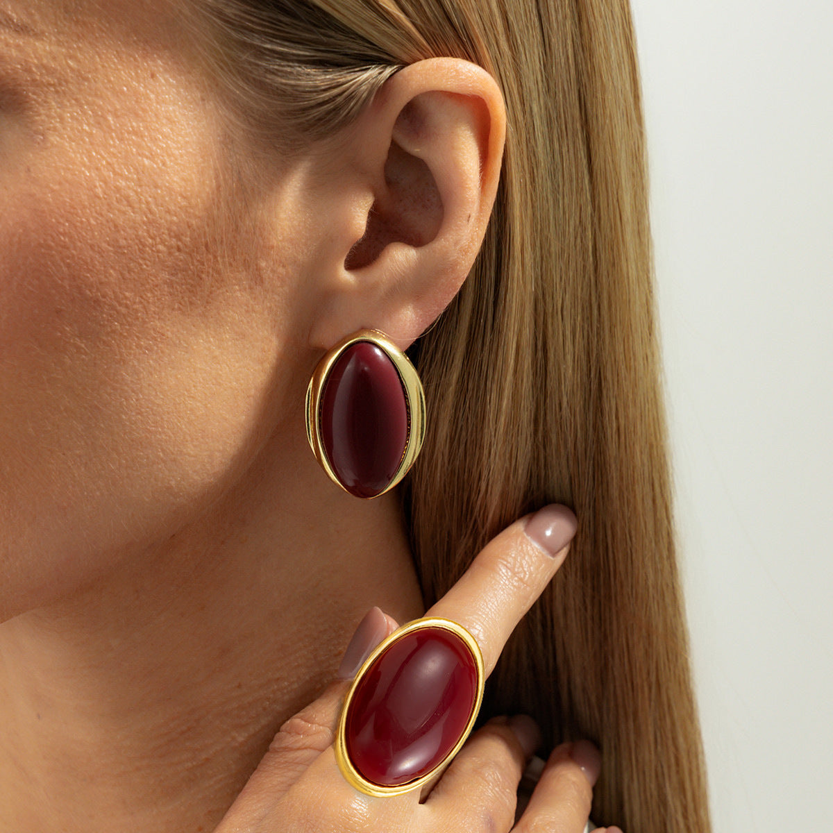 Style Resin Gemstone Niche Retro Geometric Ring