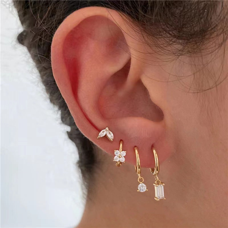 Women's Geometric Ear Micro Inlaid Zircon Square Earrings