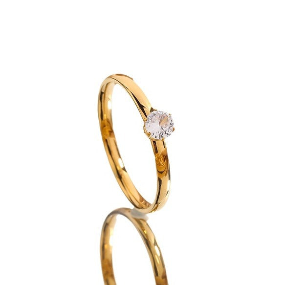 Steel Female Micro Inlaid Zircon Simple Rings