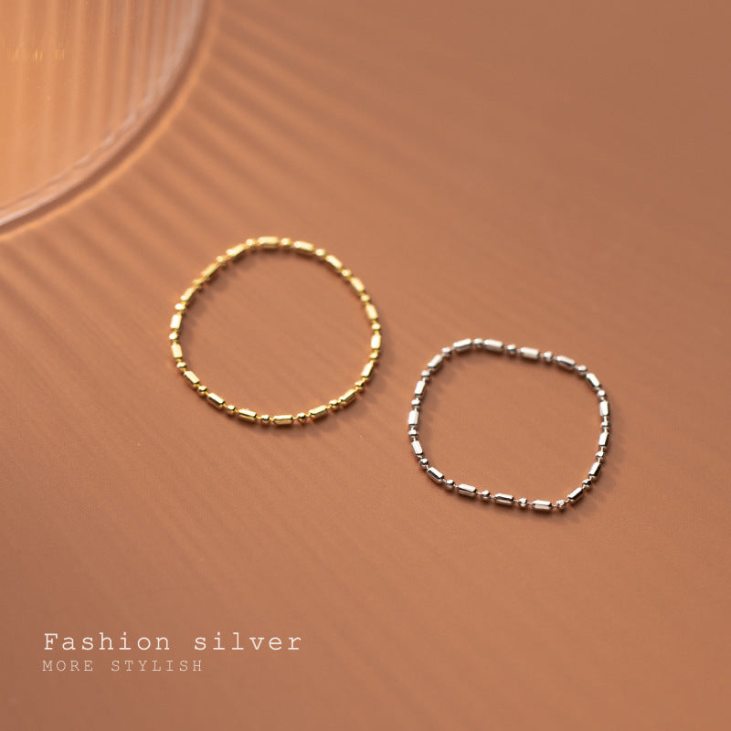 Lodge Sier Female Simple Fresh Beanie Chain Small Sweet Rings