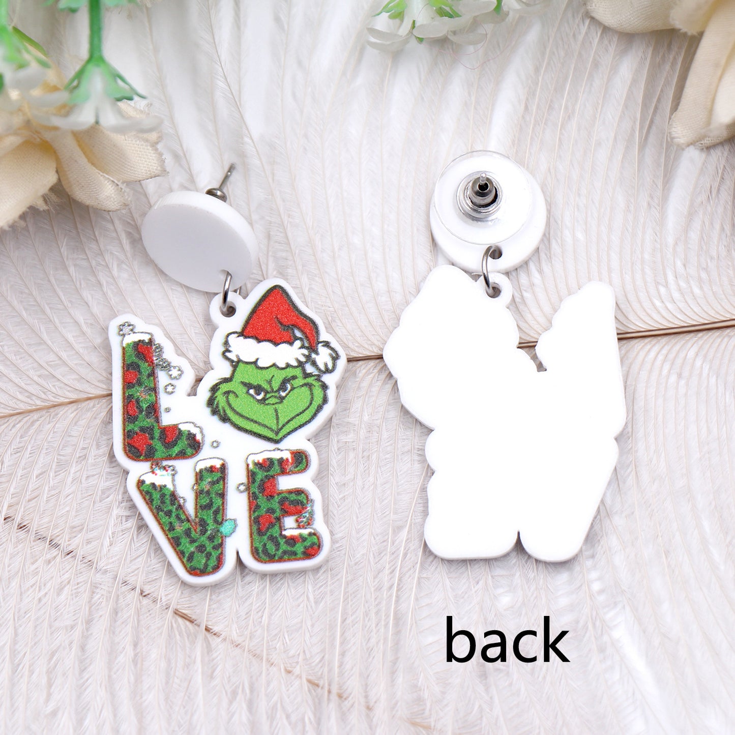 Christmas Festival Acrylic Hat Grinch Eardrops Earrings