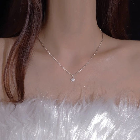 Rhinestone Female Style Niche Double Layer Twin Design Necklaces