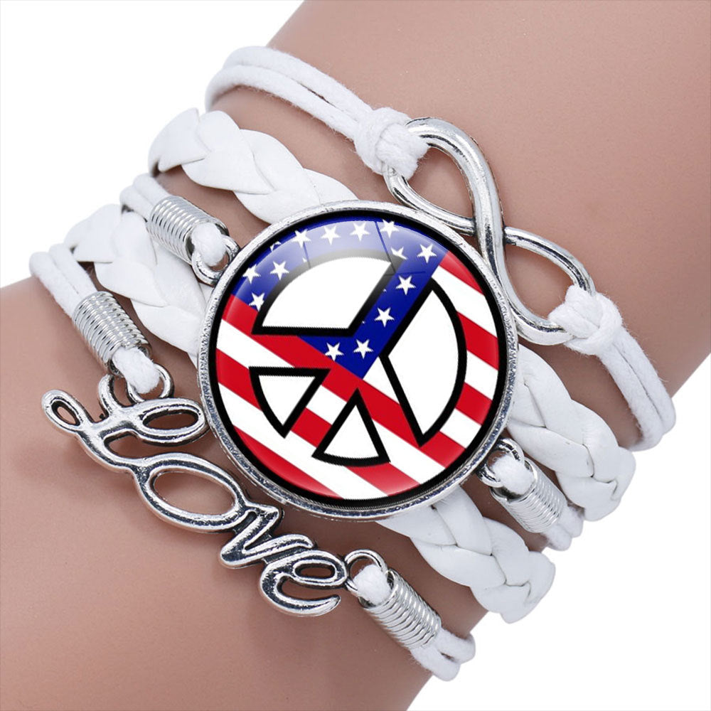 Women's & Men's Ornament Peace Label Signs Woven Combination Bracelets