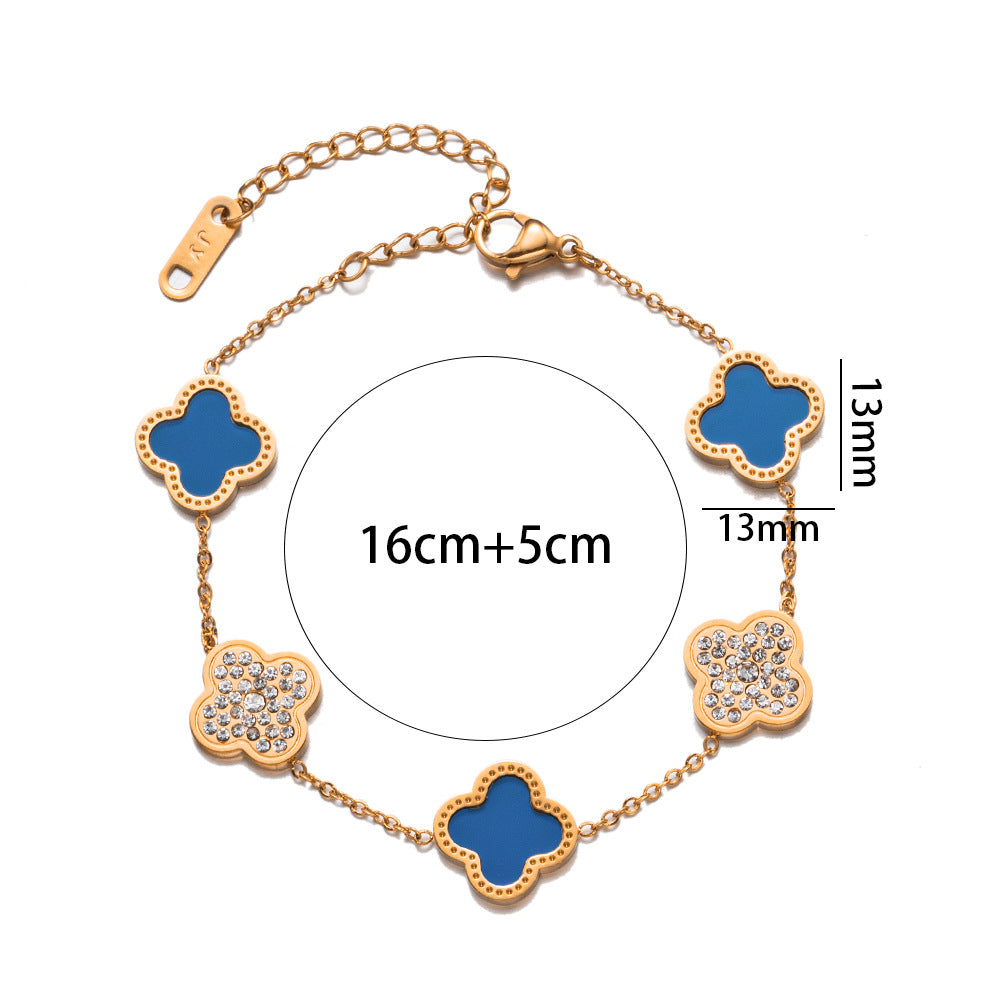 Titanium Steel Clover Diamond Rose Gold Fashion Charm Bracelets