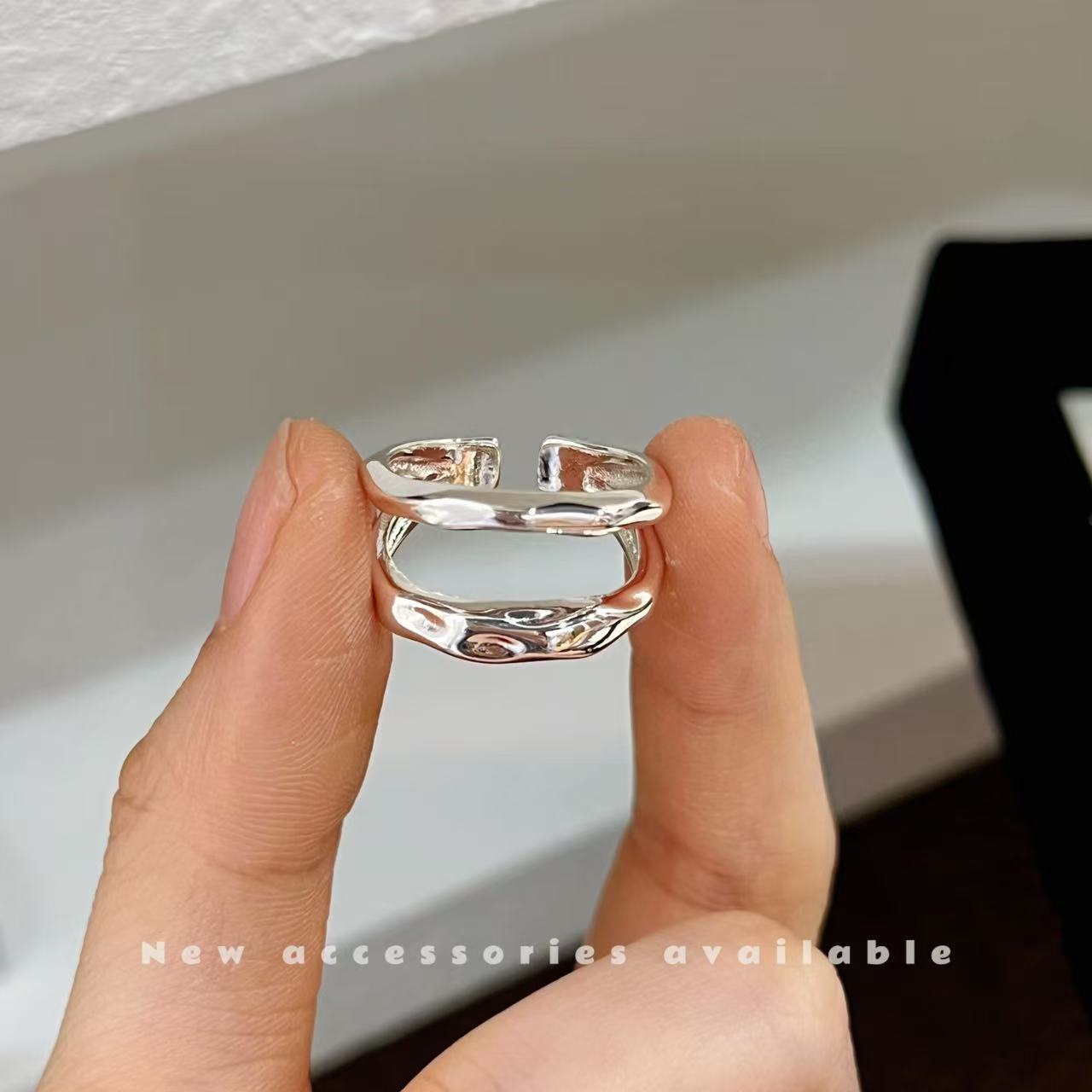 Design Zircon Pearl Geometric Fashion Oval Opal Opening Ring