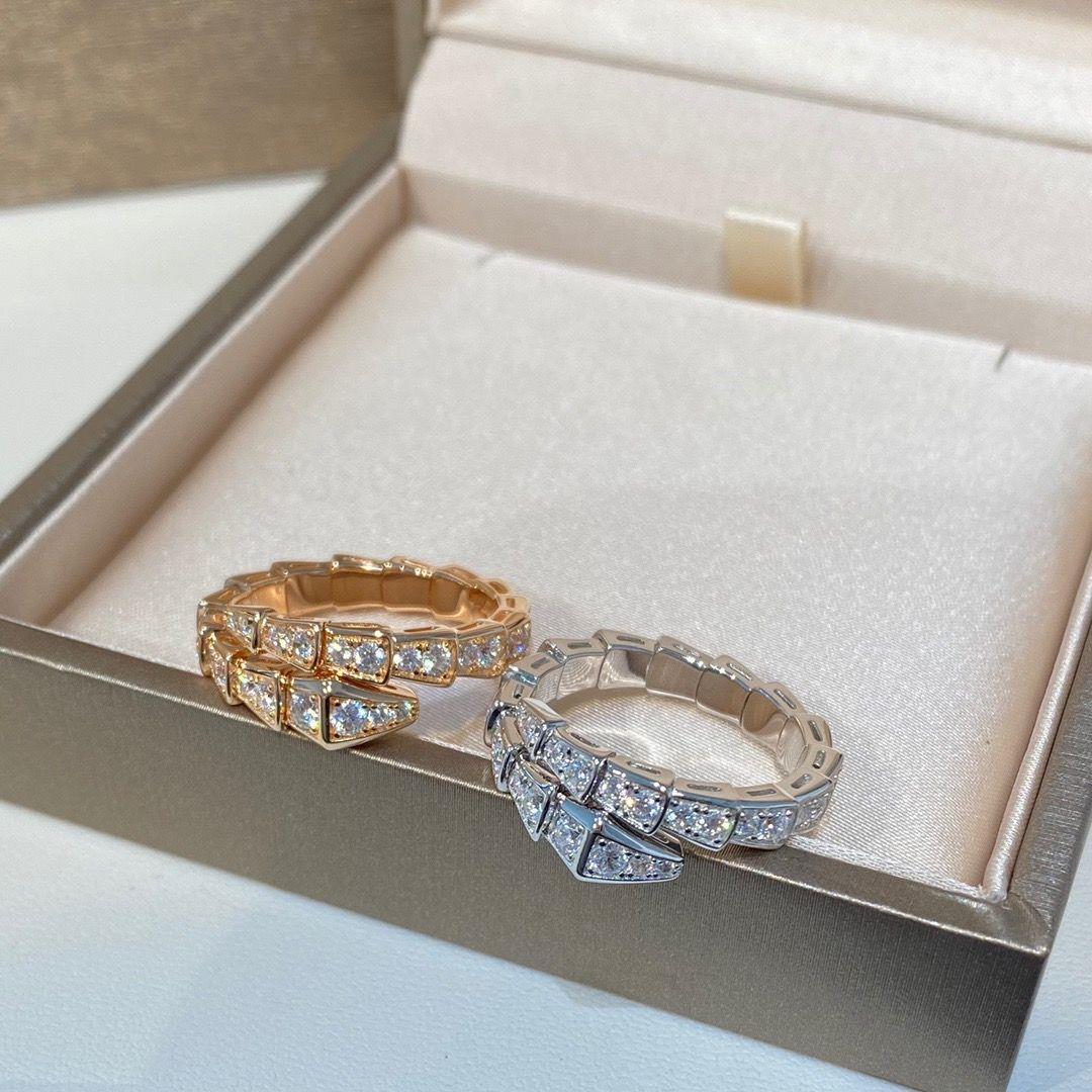 Full Diamond Snake Bone Light Luxury Open Female Index Finger Ring