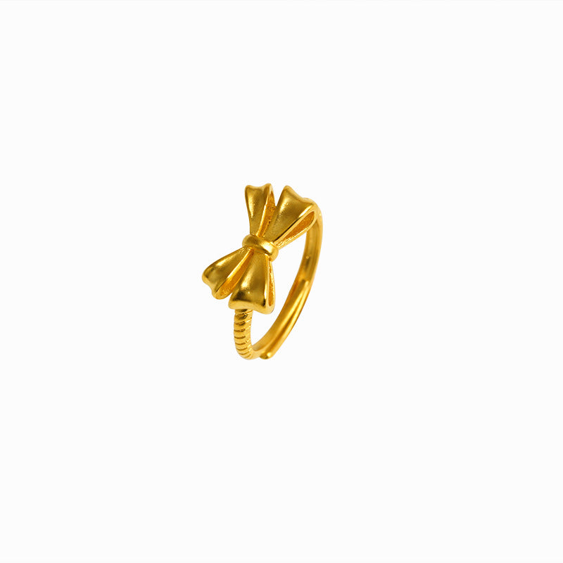 Gold Female Bow No Color Fading Niche Rings