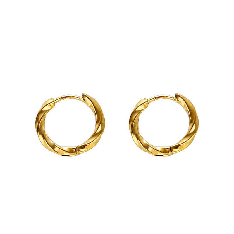 Women's Twist Titanium Steel Ear Clip Do Not Fade Cold Wind Earrings