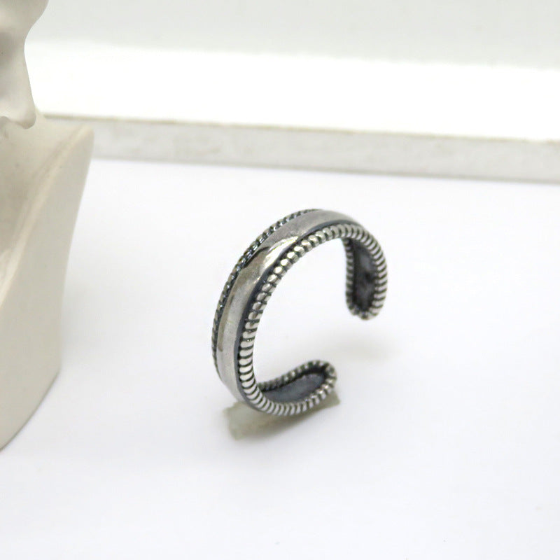 Open Female Dark Style Three-dimensional Distressed Bends Hitches Chain Simple Rings