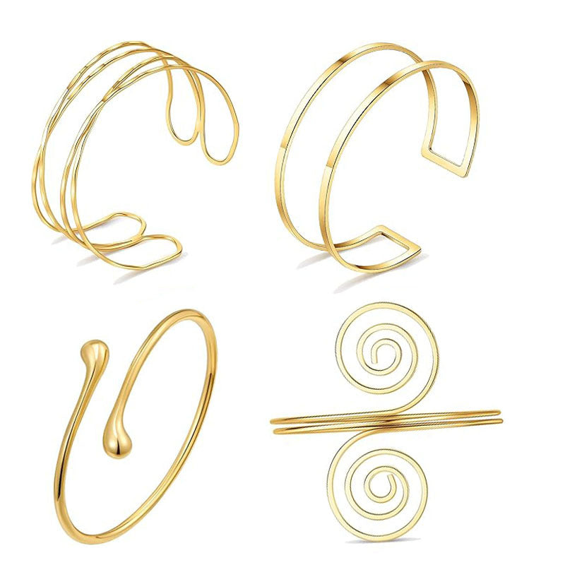 Women's Open Armband Gold Sier Personality Flattening Bracelet