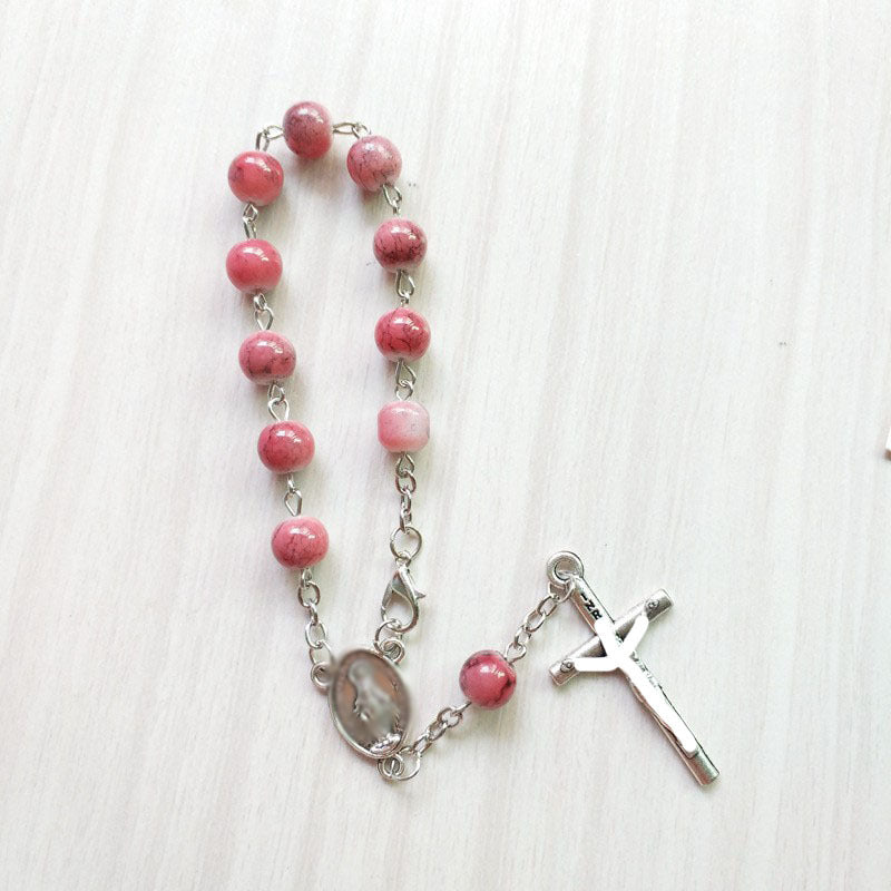 Small Glass Pattern Bead Cross Beads Bracelet