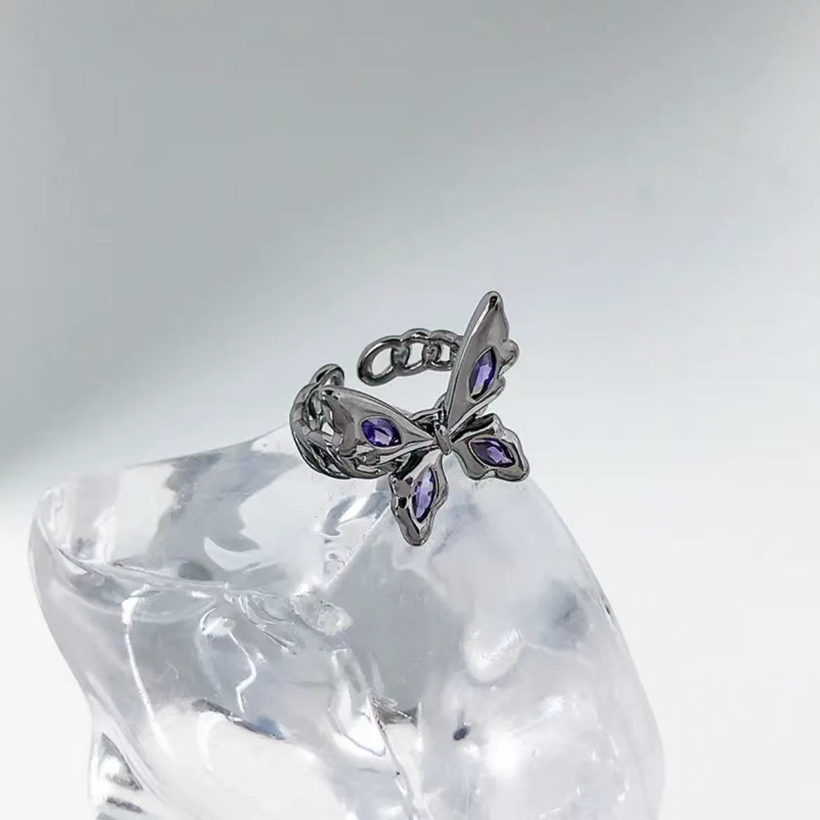 Cool Hot Purple Butterfly Opening Female Rings