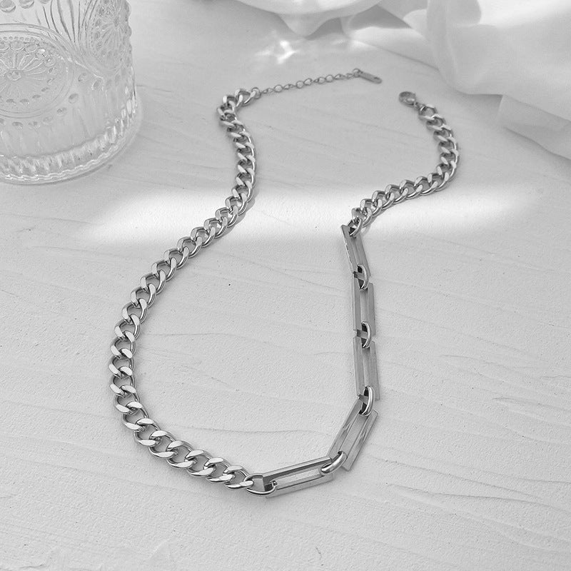 Women's Personality Stitching Chain Titanium Steel Simple Hip Hop Necklaces