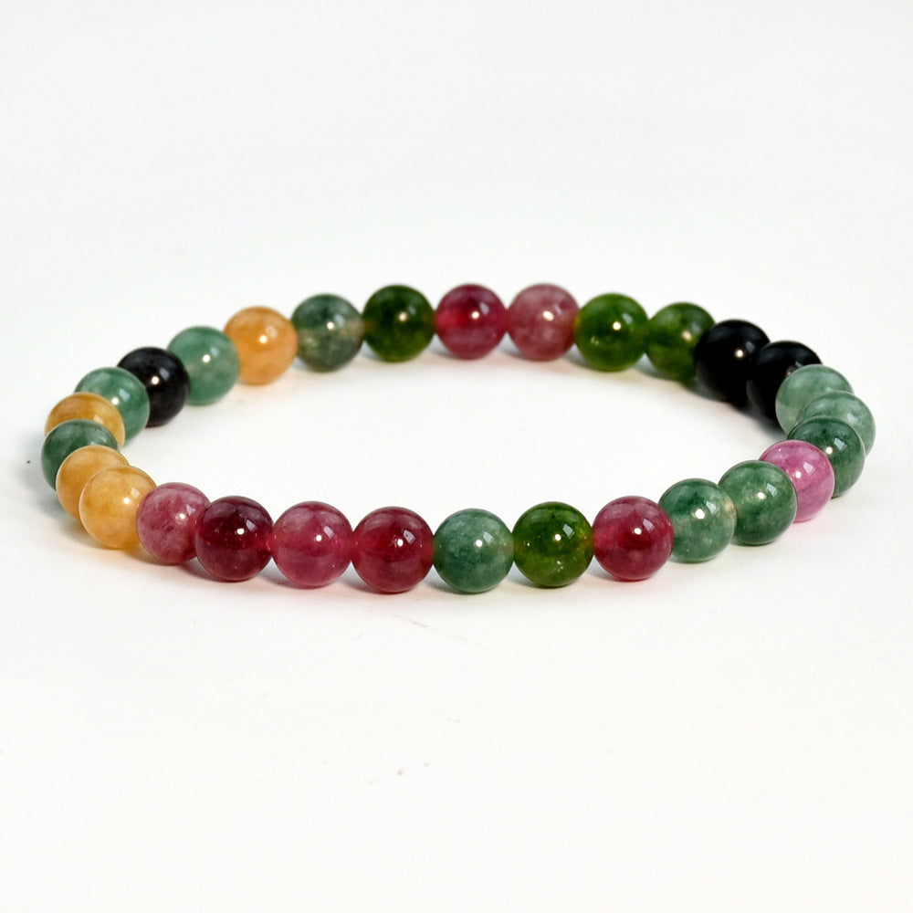 Women's Twin Rainbow Tourmaline Crystal Single Circle Bracelets