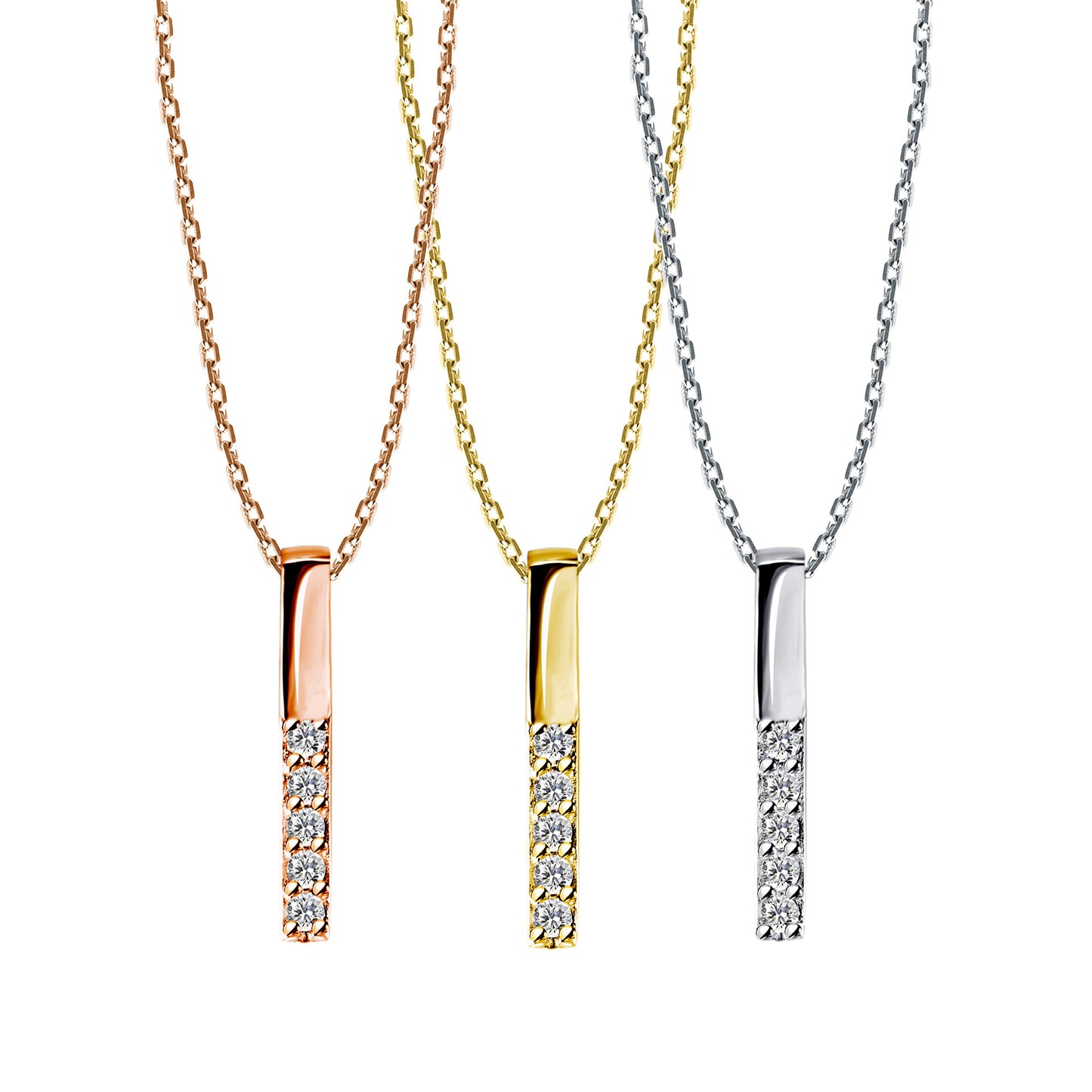 Geometric Vertical Bar Female Zircon Finely Inlaid Simple Necklaces