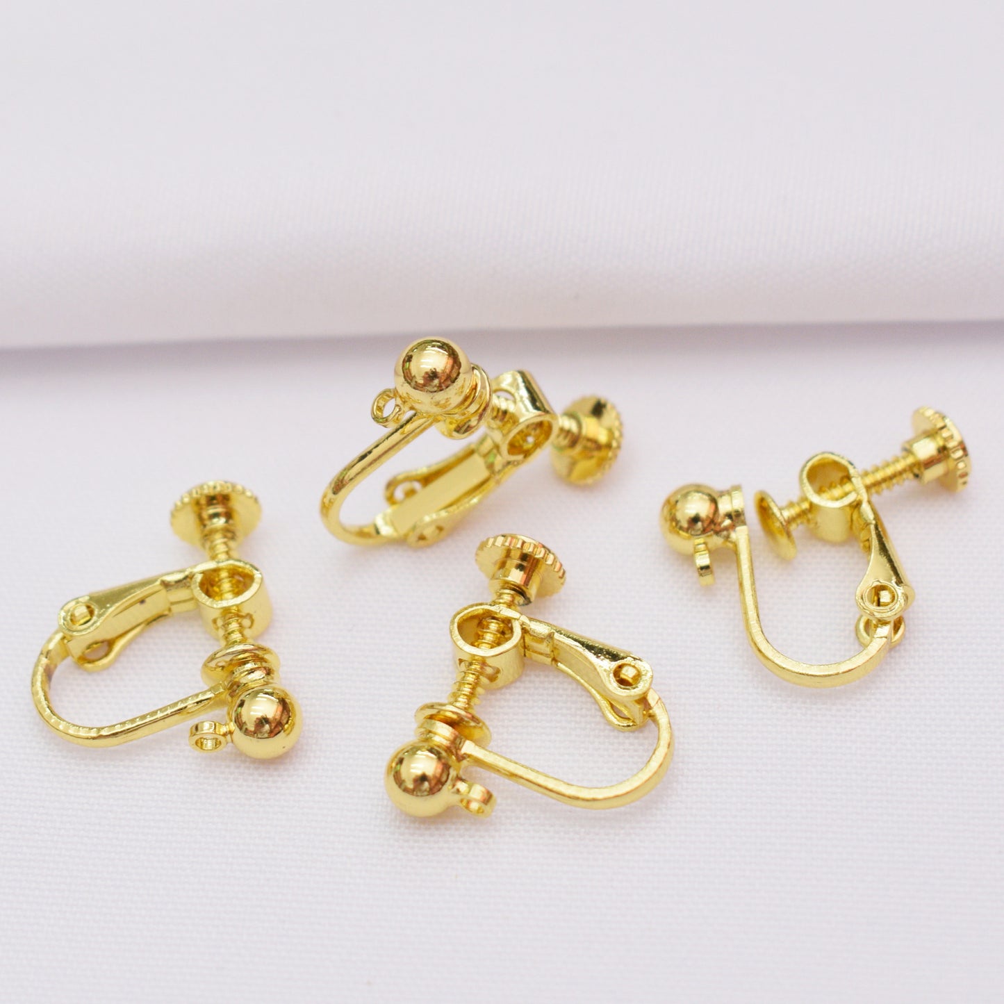 Color Retention Gilded Spiral With Round Beads Rings