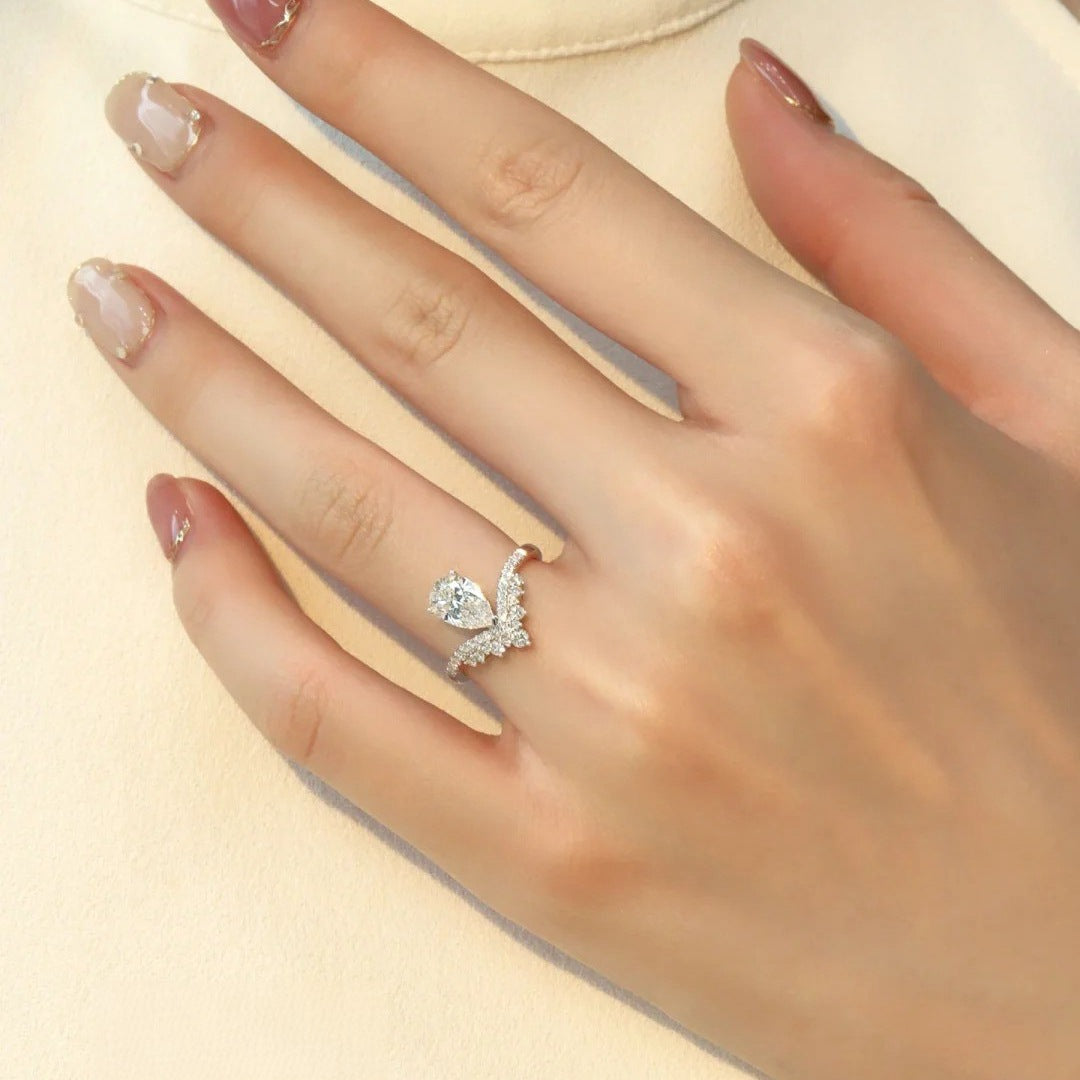 Women's Sier Moissanite Good-looking Water Drop Luxury High-grade Rings
