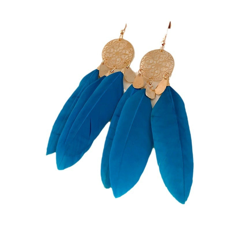 Women's Geometric Drop Oil Leaf Feather Ear Hook Earrings