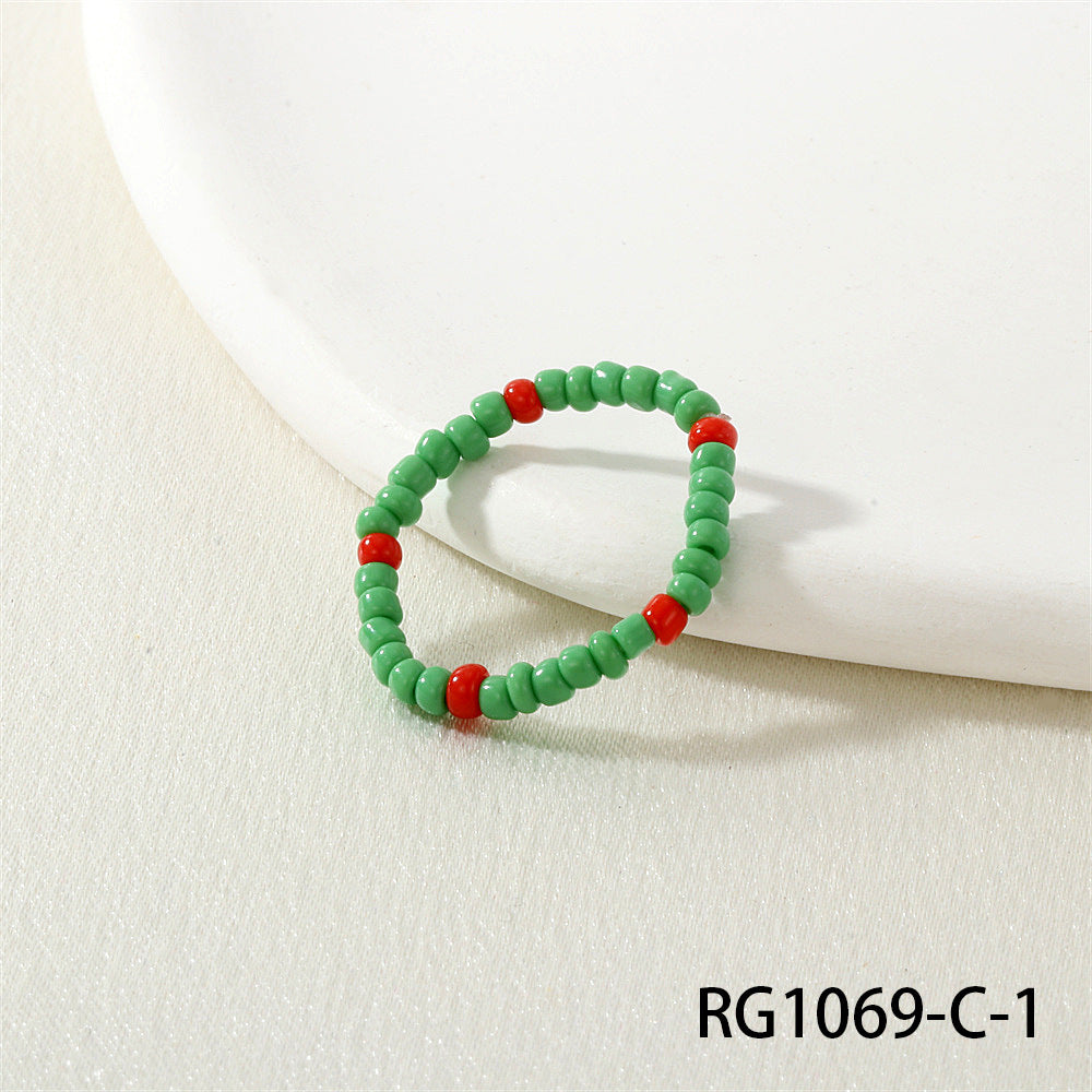 Simple Cute Elastic String Czech Bead Rings