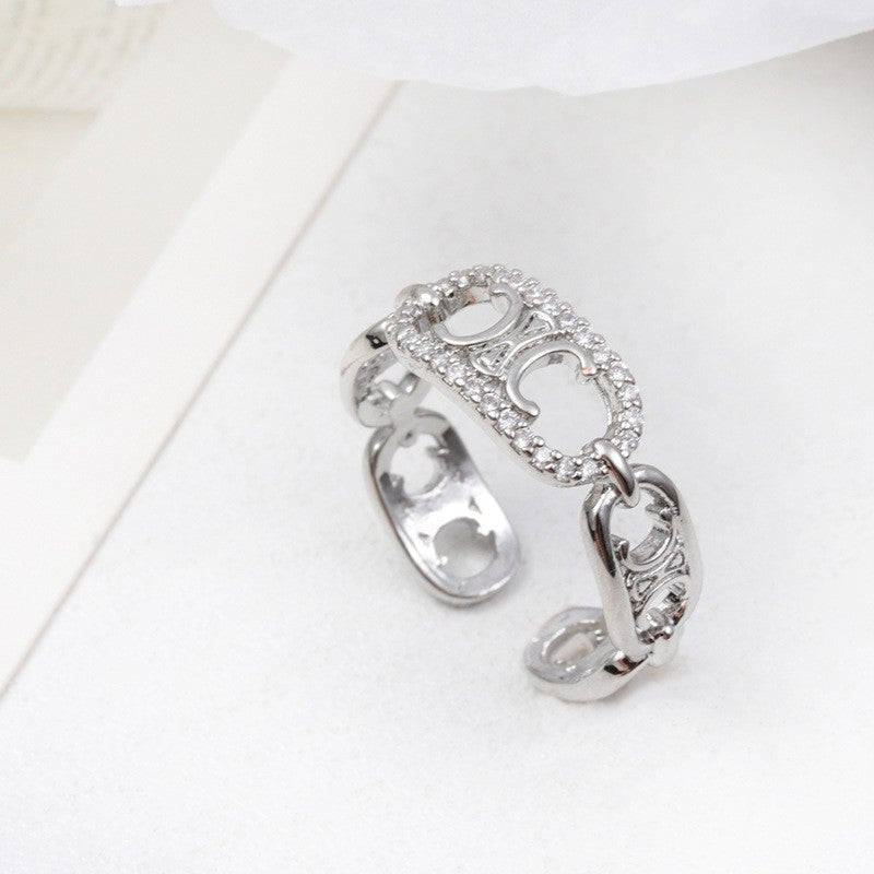 Micro Inlaid Zircon Pearl White Female Rings