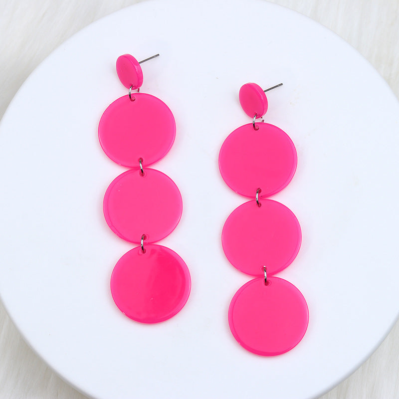 Women's Three-piece Stitching Round Piece Ear Retro Earrings