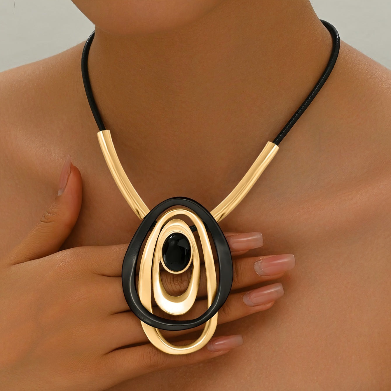 Round Cross Stitching Three-dimensional Oval Clavicle Pendants