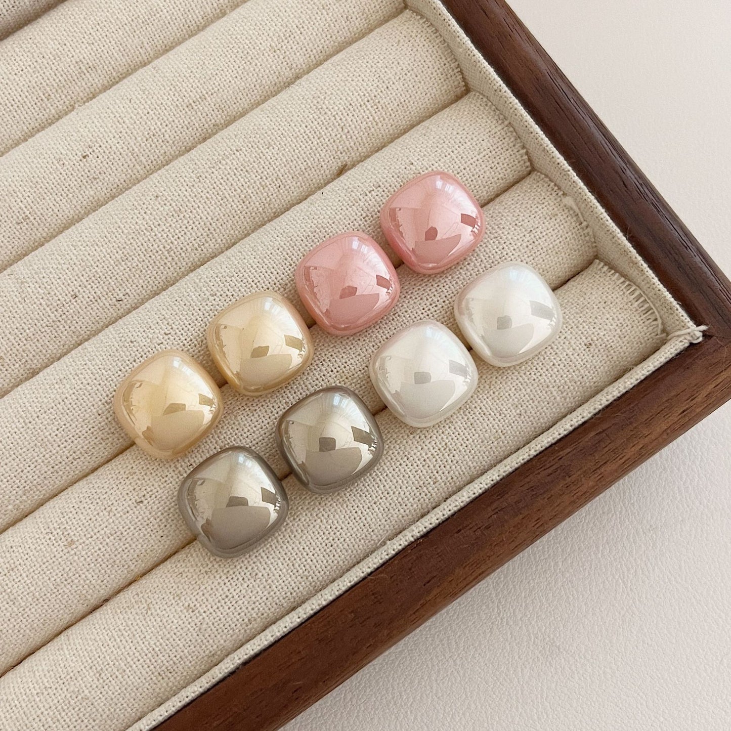Korean Style Square Pearl Light Luxury Earrings