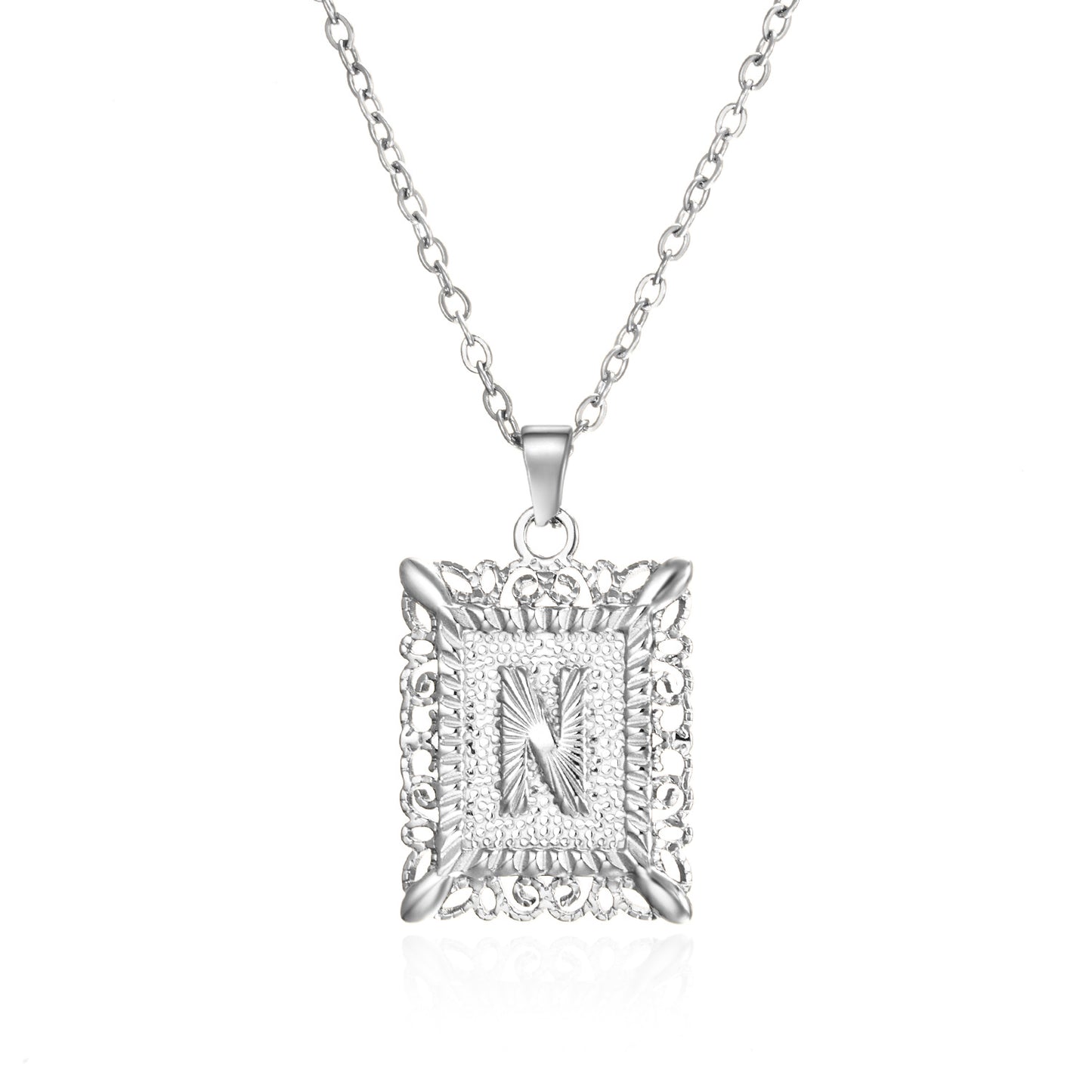 Stainless Steel Letter Hollow Square Titanium Necklaces