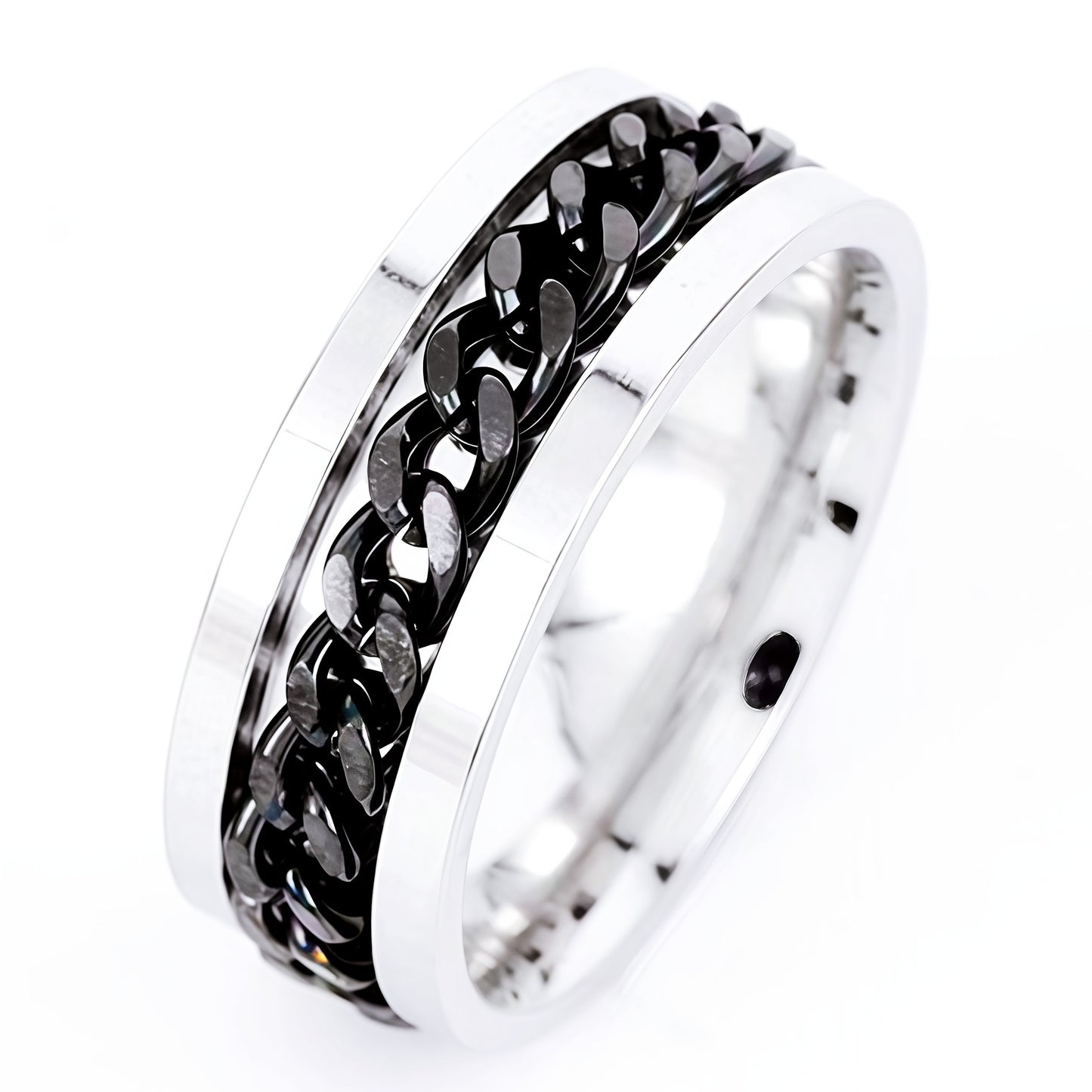Men's Beer Adjustable Decompression Rotatable Chain Titanium Ring