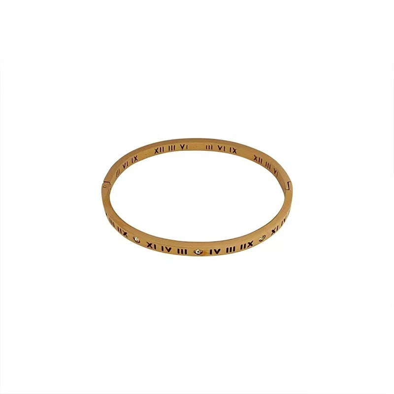 Women's Digital Titanium Steel Zircon Light Luxury Minority Bracelet