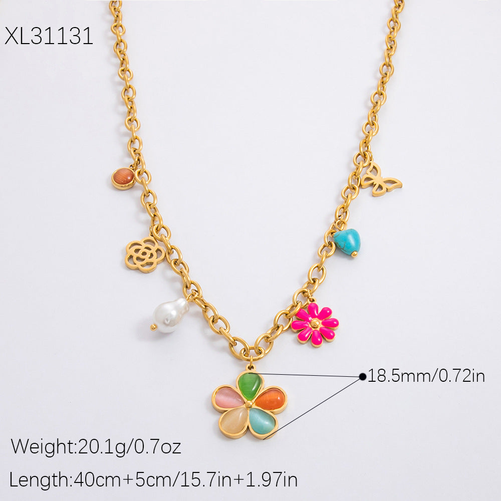 Butterfly Colorful Stainless Steel Cute Fashion Necklaces