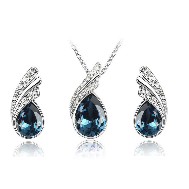 Fashion Trendy Water Drop Crystal Ear Clavicle Rings
