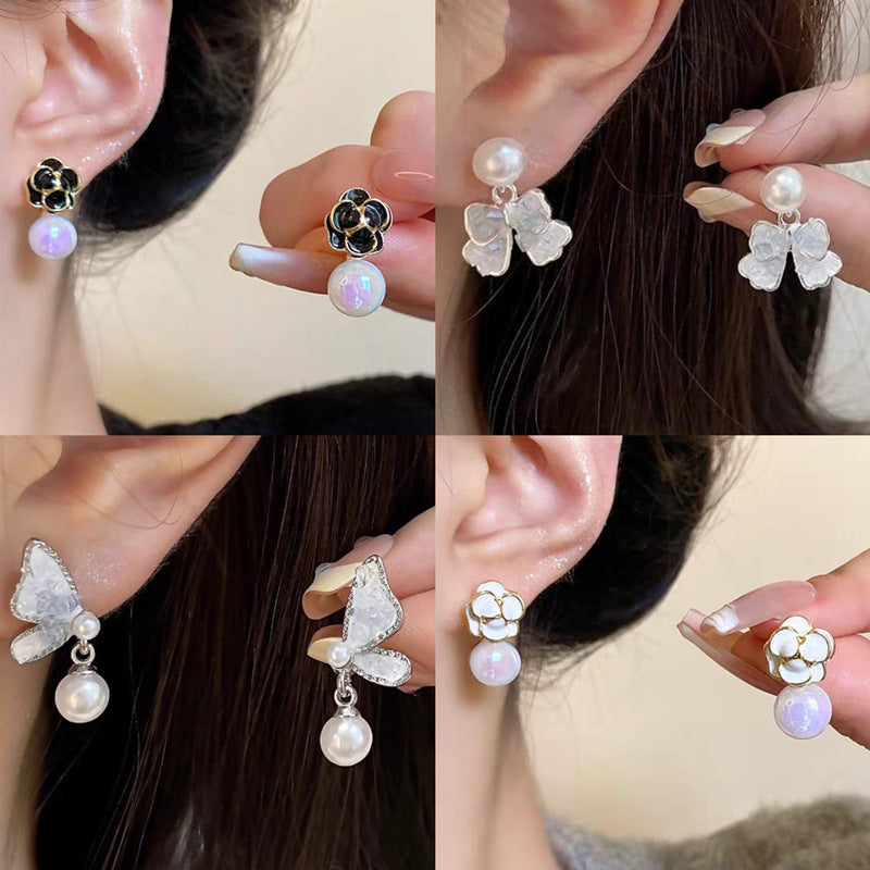 Light Extravagant Love Heart Pearl Retro Earrings