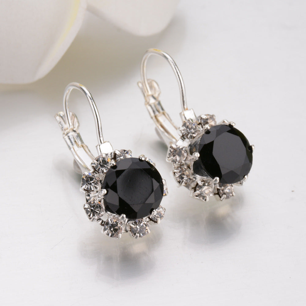 Women's Korean Style Stylish Round Crystal Diamond Earrings