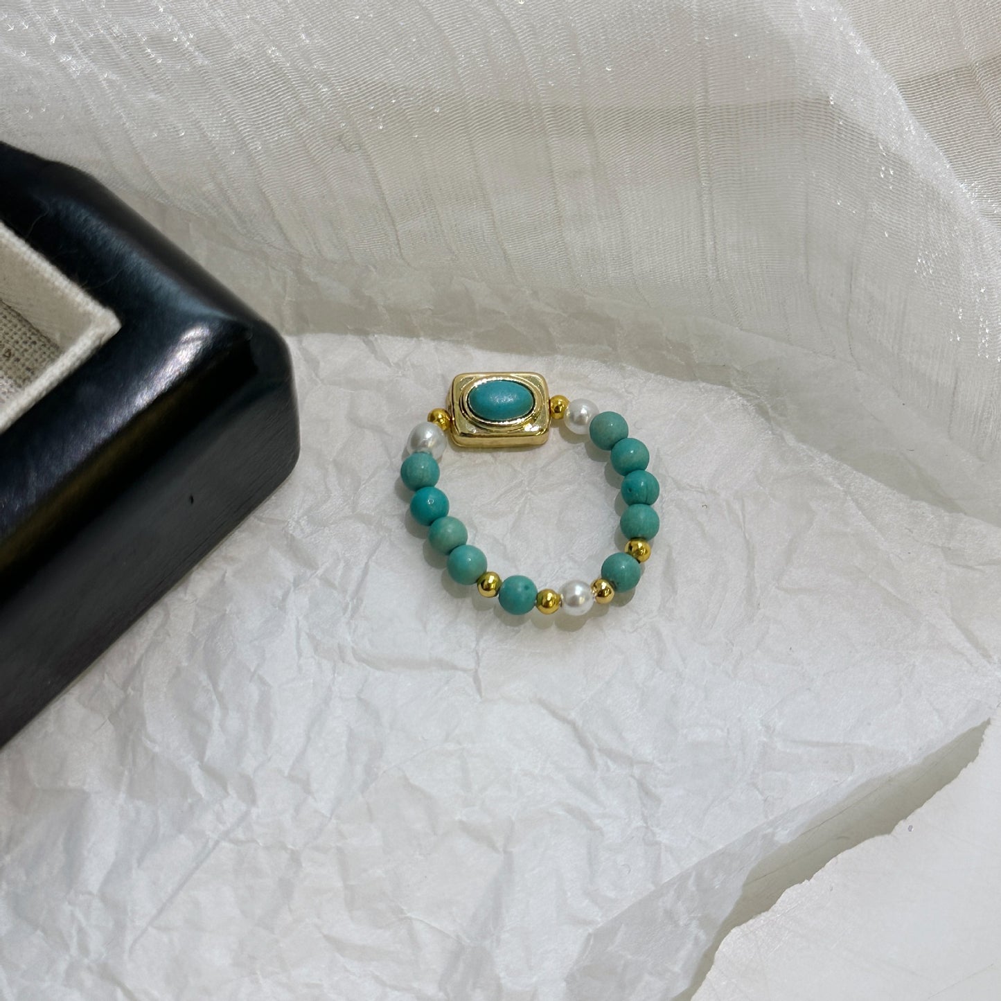 Natural Stone Beaded Female Niche Unique Rings
