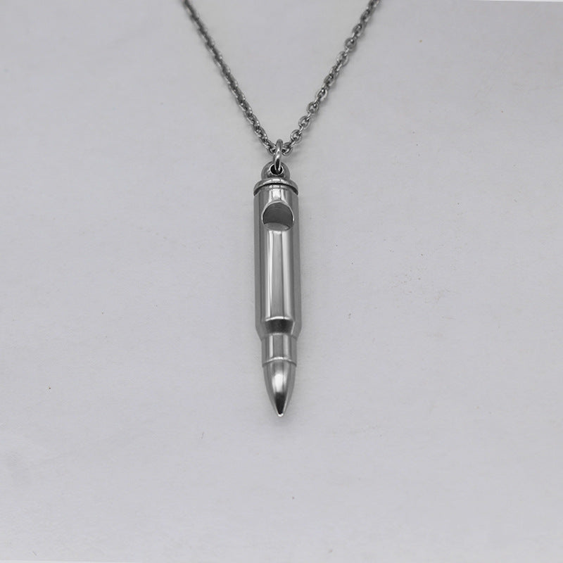 Veterans Memorial Bullet Projection Stone Titanium Steel Necklaces